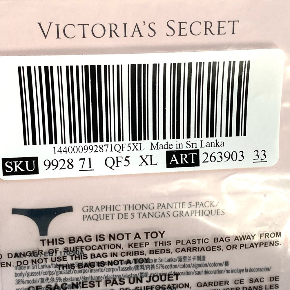 Victoria's Secret 5 pack Graphic Thong Panty Set - Pastel Collection brand new! - Picture 8 of 10
